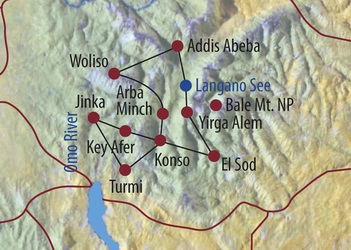 Ostafrika, thiopien: Vlker des Sdens - Karte